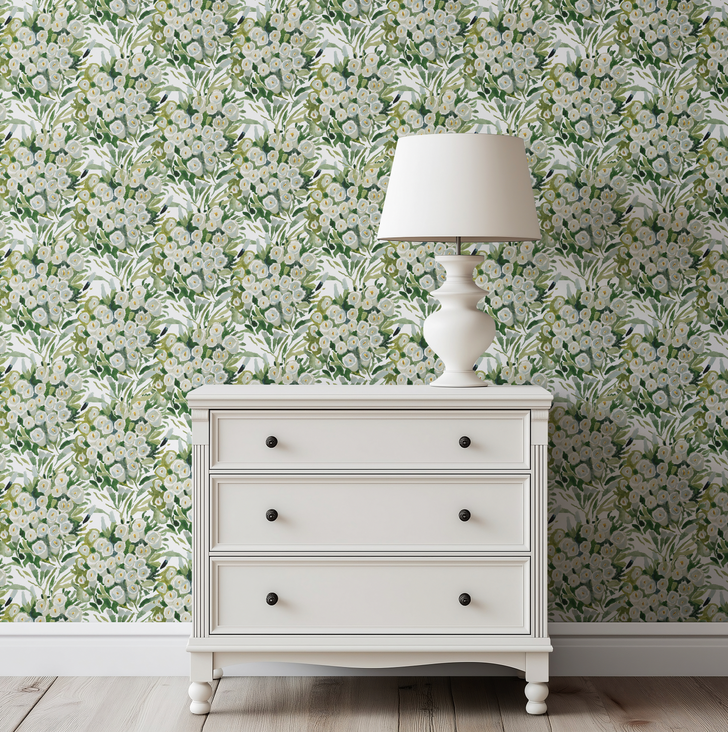 Canterbury Bells in Green Wallpaper