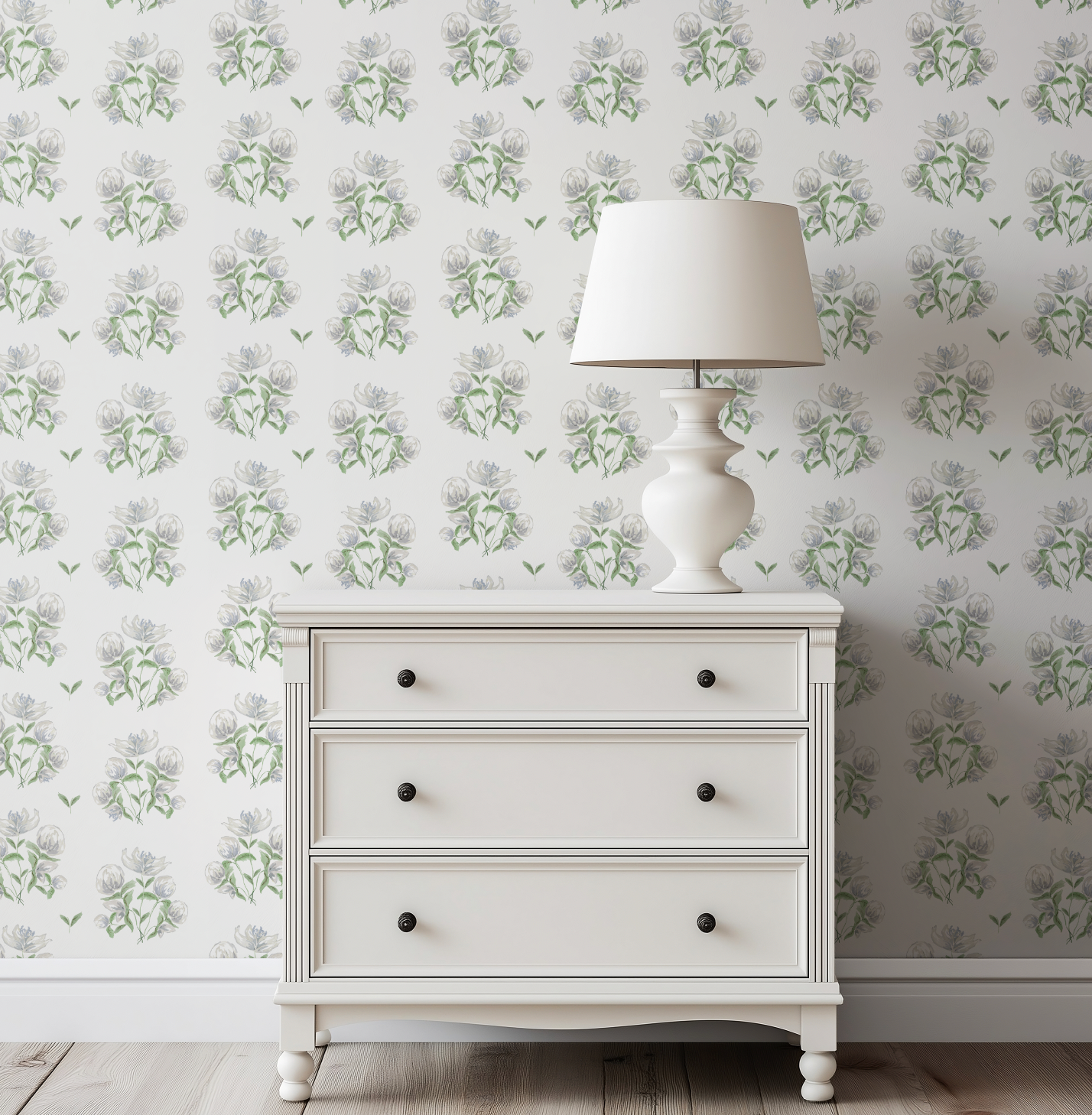 Peonies in White Wallpaper