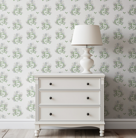 Peonies in White Wallpaper