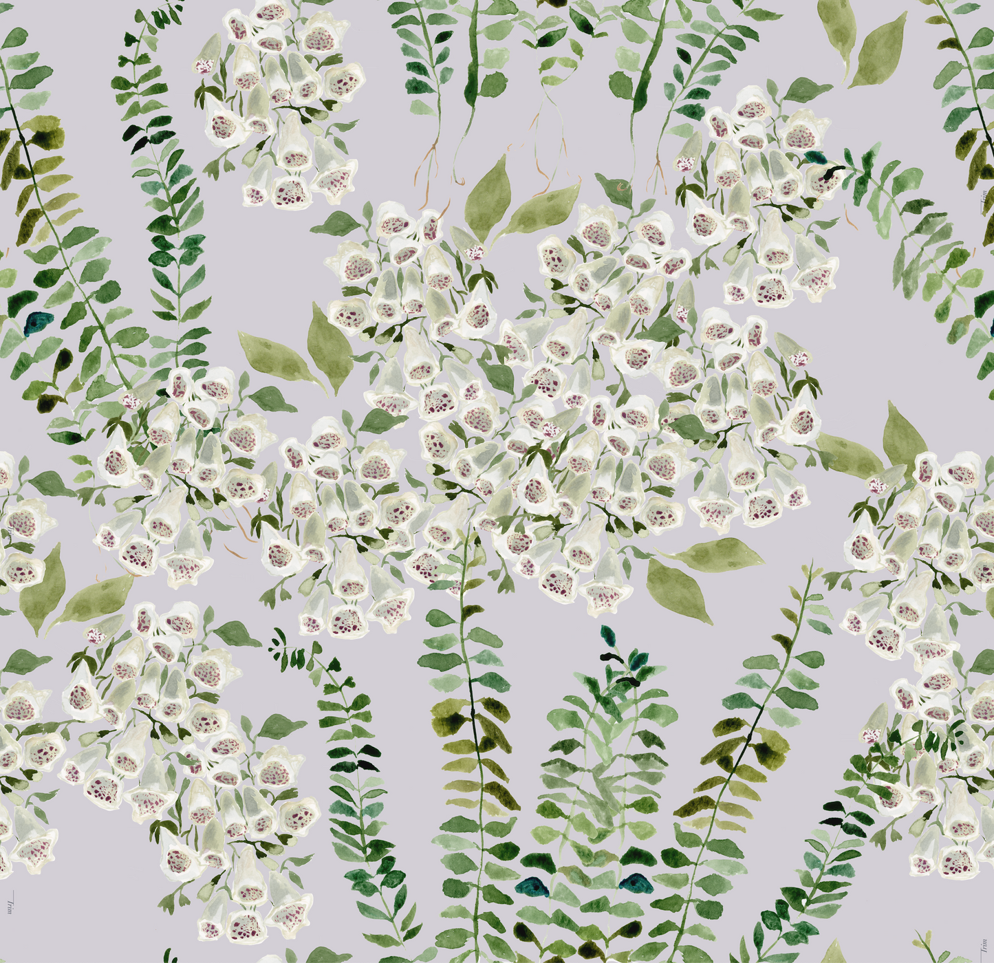 Foxglove Vine in Lavender Wallpaper