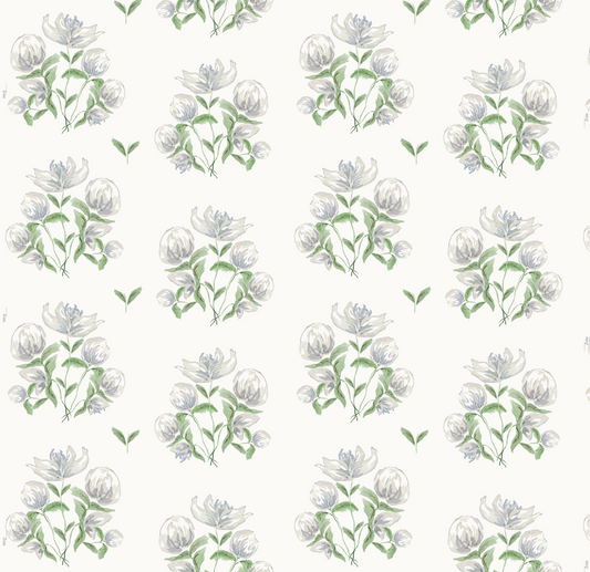 Peonies in White Wallpaper