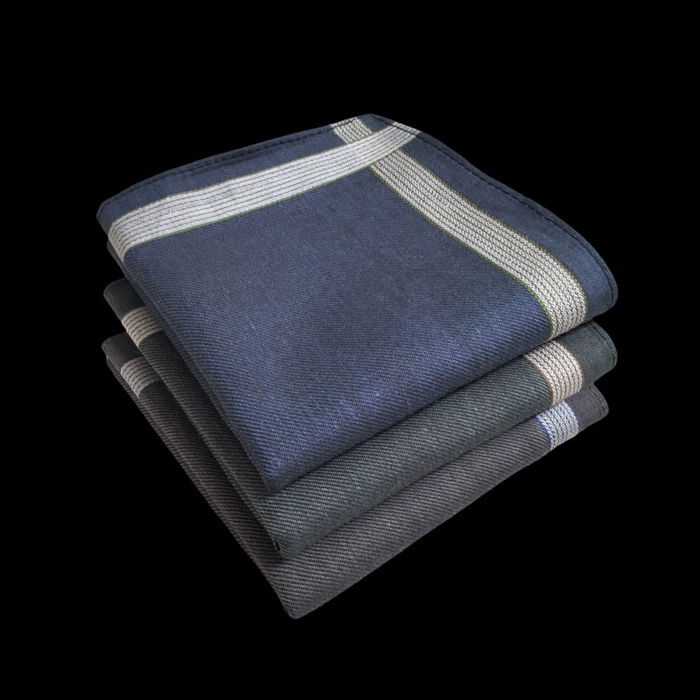 3-Pack Pure Cotton Satin Gentleman Handkerchiefs 43 cm (16.9 in) Soft Suit Pocket Squares