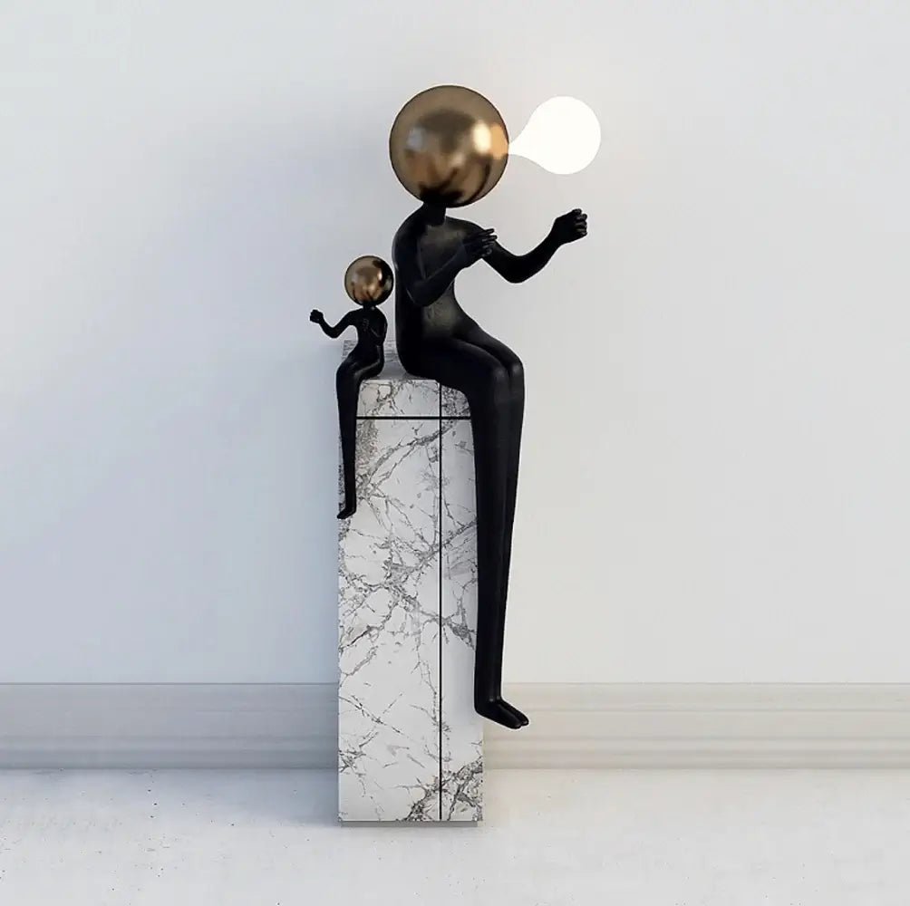 Seated Double Figure Sculpture Floor Lamp