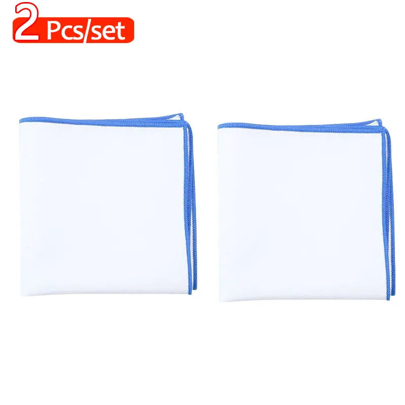 2-Pack Men's Cotton Linen Handkerchiefs White Pocket Squares 9 x 9 in (23 x 23 cm)