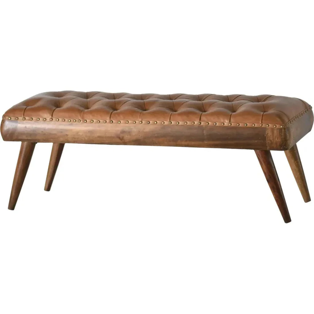 Selanra Leather Brown Ottoman