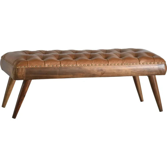 Selanra Leather Brown Ottoman