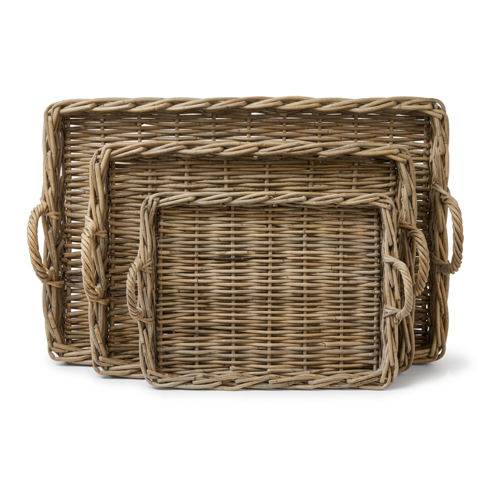 Cole Farmhouse Handwoven Rattan Serving Tray