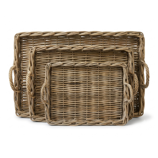 Cole Farmhouse Handwoven Rattan Serving Tray
