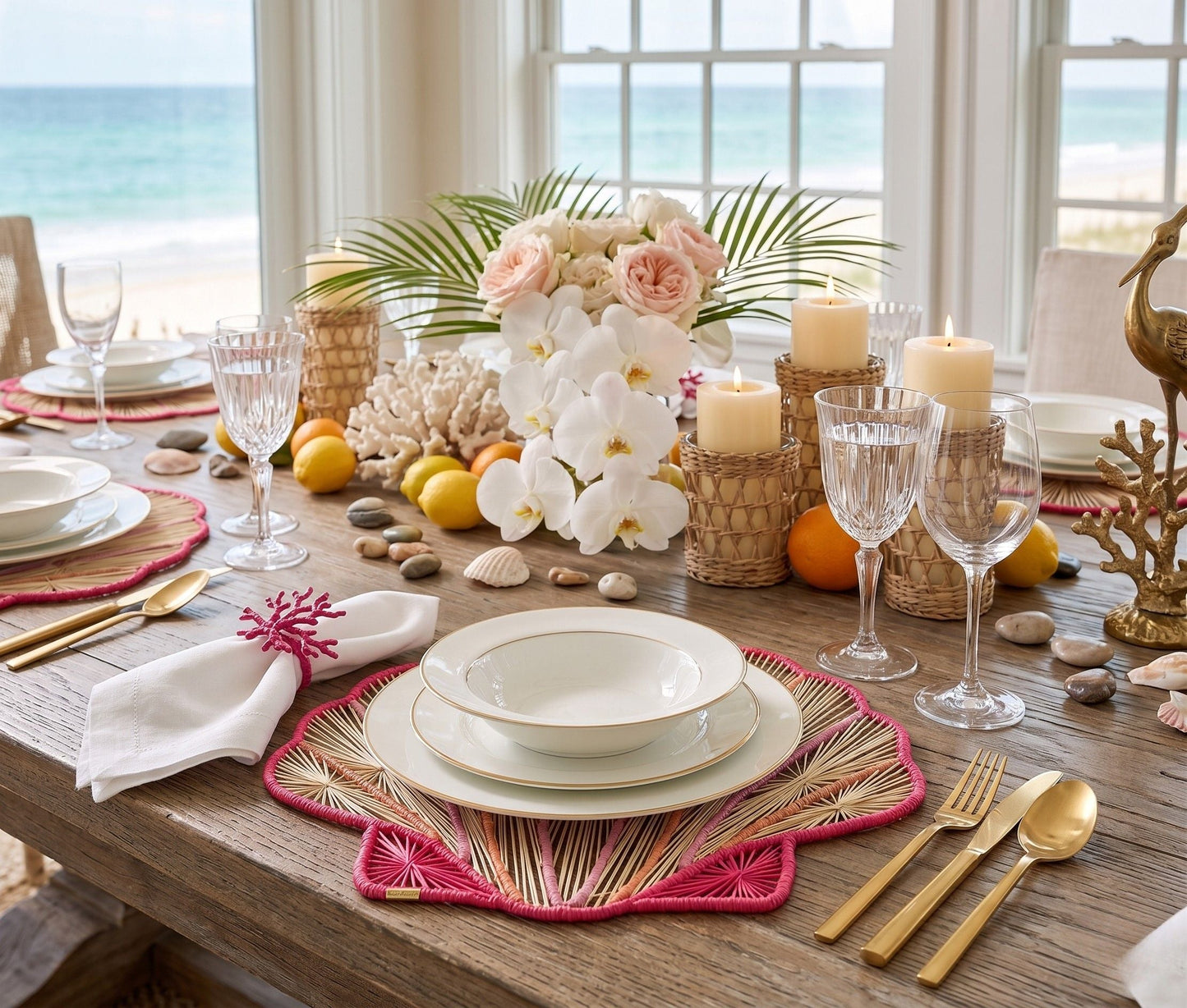 Ocean Blossom Handwoven Iraca Placemat