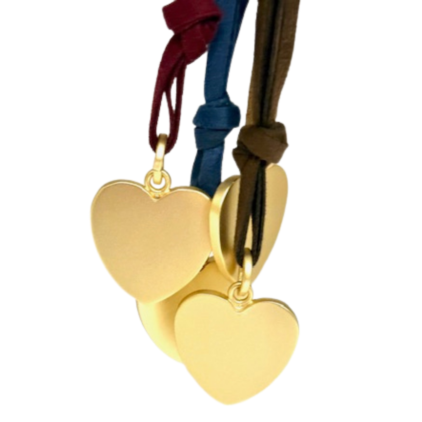 Three-Strand Navy Suede Necklace With Heart Pendant