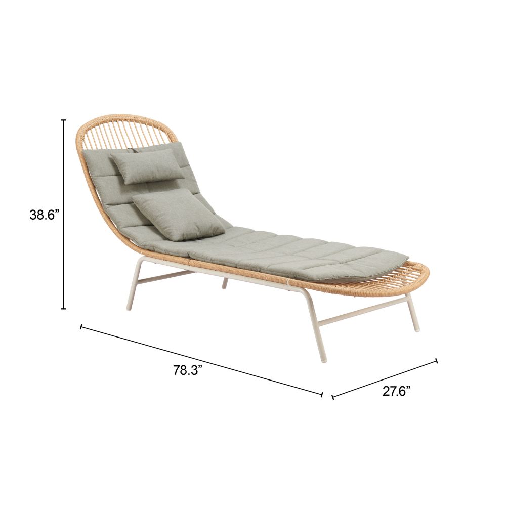Skim Olefin Fabric Outdoor Luxury Upholstered Rattan Chaise Lounge Seating