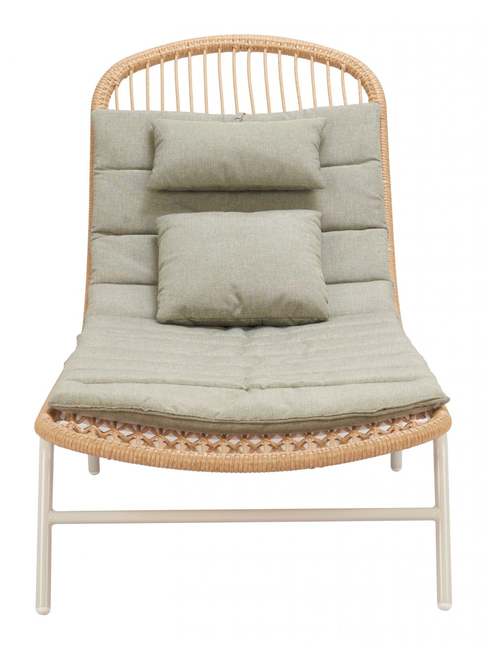 Skim Olefin Fabric Outdoor Luxury Upholstered Rattan Chaise Lounge Seating