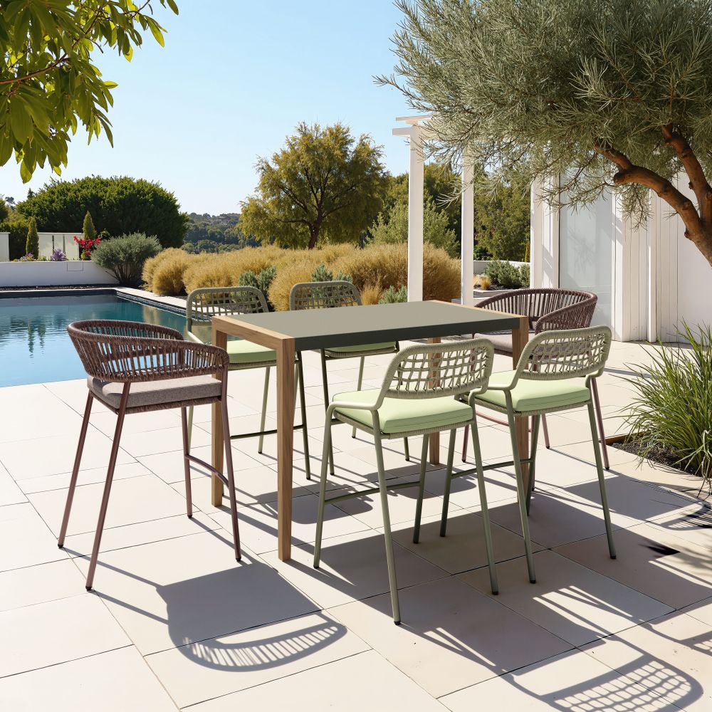 Skye Olefin Fabric Outdoor Barstool 2PC