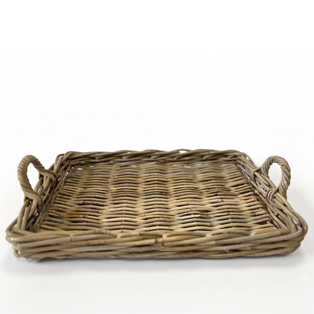 Cole Farmhouse Handwoven Rattan Serving Tray