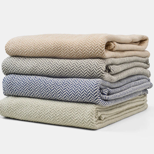 Harbor Herringbone Cotton Throw Blanket