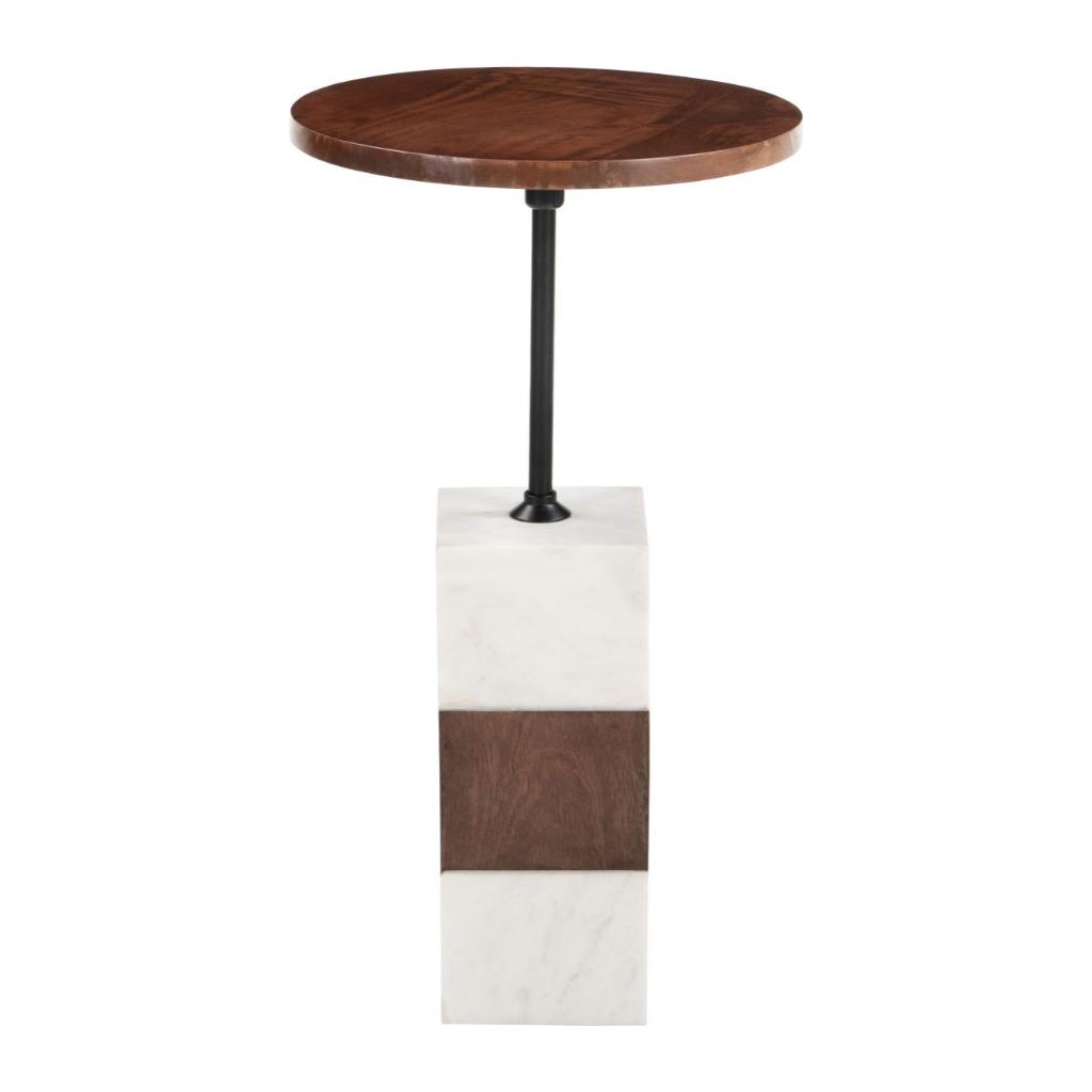 Stuk Wood Top Round Side Table