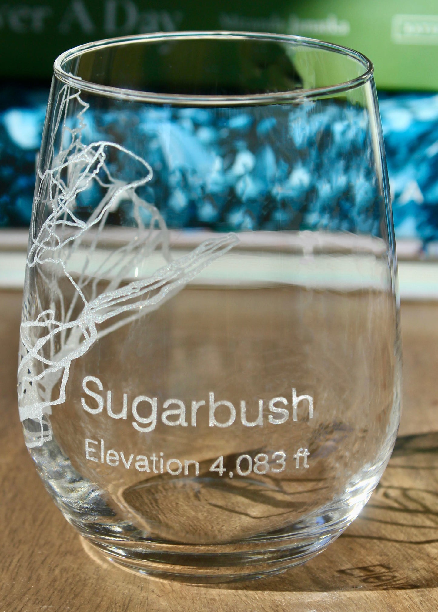 Sugarbush Vermont Ski Trail Map Laser Engraved Glasses