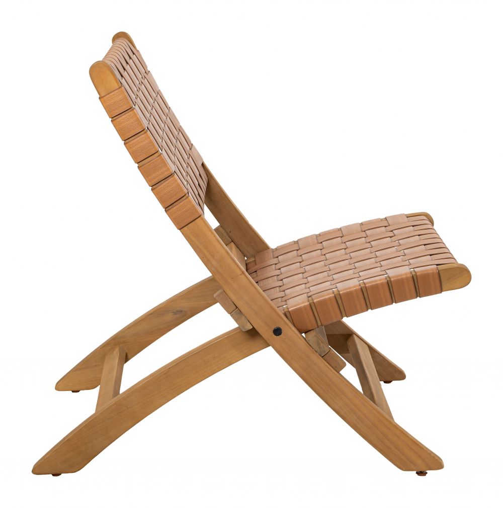 Sunflare Acacia Wood & Rattan Weave Outdoor Lounge Chair