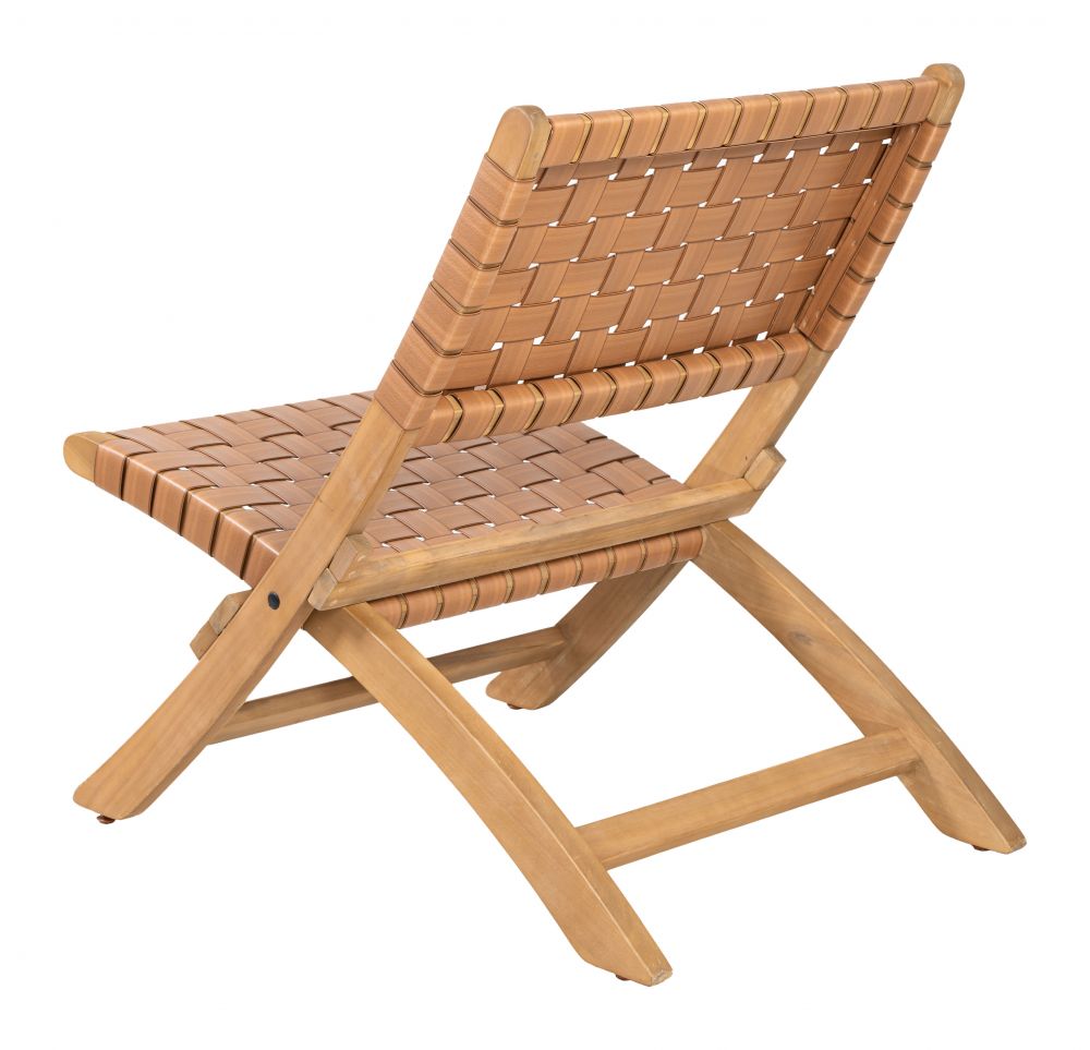 Sunflare Acacia Wood & Rattan Weave Outdoor Lounge Chair