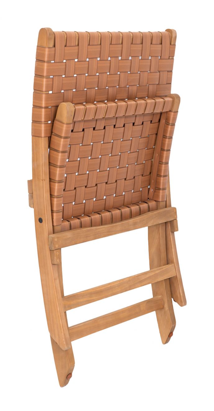 Sunflare Acacia Wood & Rattan Weave Outdoor Lounge Chair
