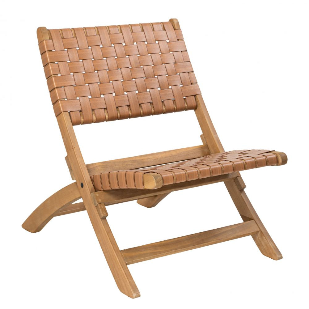 Sunflare Acacia Wood & Rattan Weave Outdoor Lounge Chair