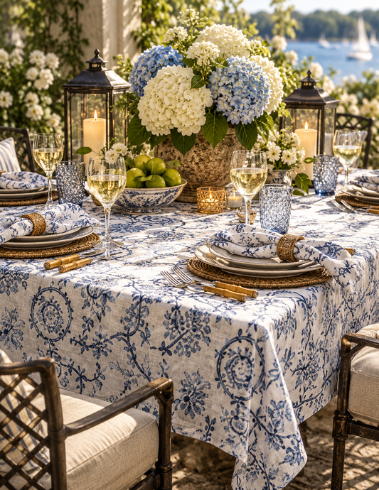 The Eleanor Royal Blue Chinoiserie Tablecloth