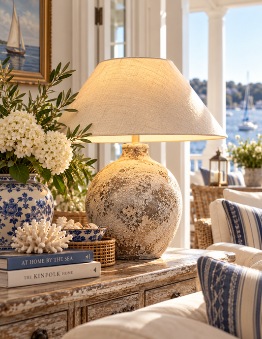 Arosa Textured White Ceramic Table Lamp with Beige Shade | Bay & Bridle