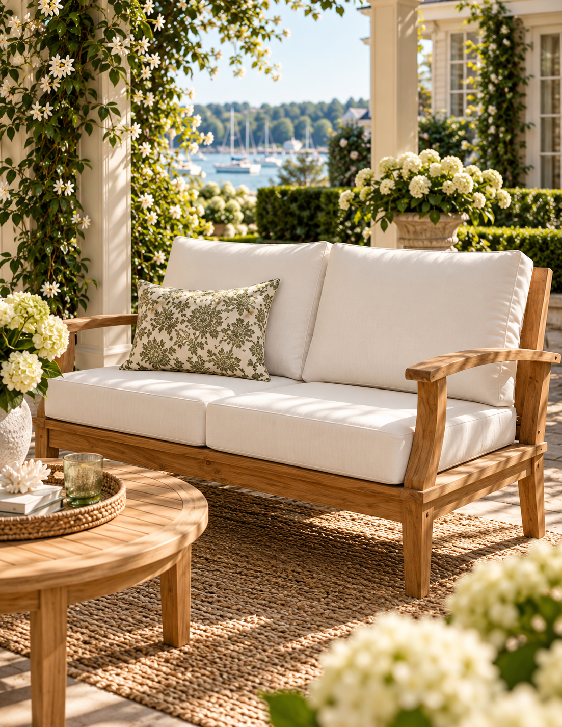 Seabrook Outdoor Teak Loveseat - White