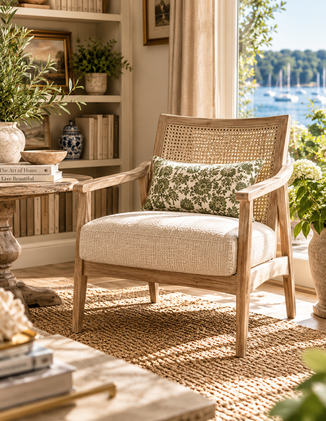 The Ashbourne Cane Back Upholstered Accent Chair