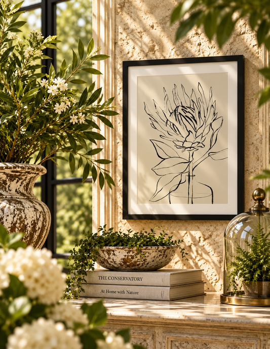 Protea No. I Botanical Sketch Framed Wall Art by Sara Berrenson