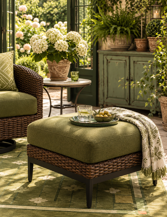 The Horizon Garden Woven Ottoman