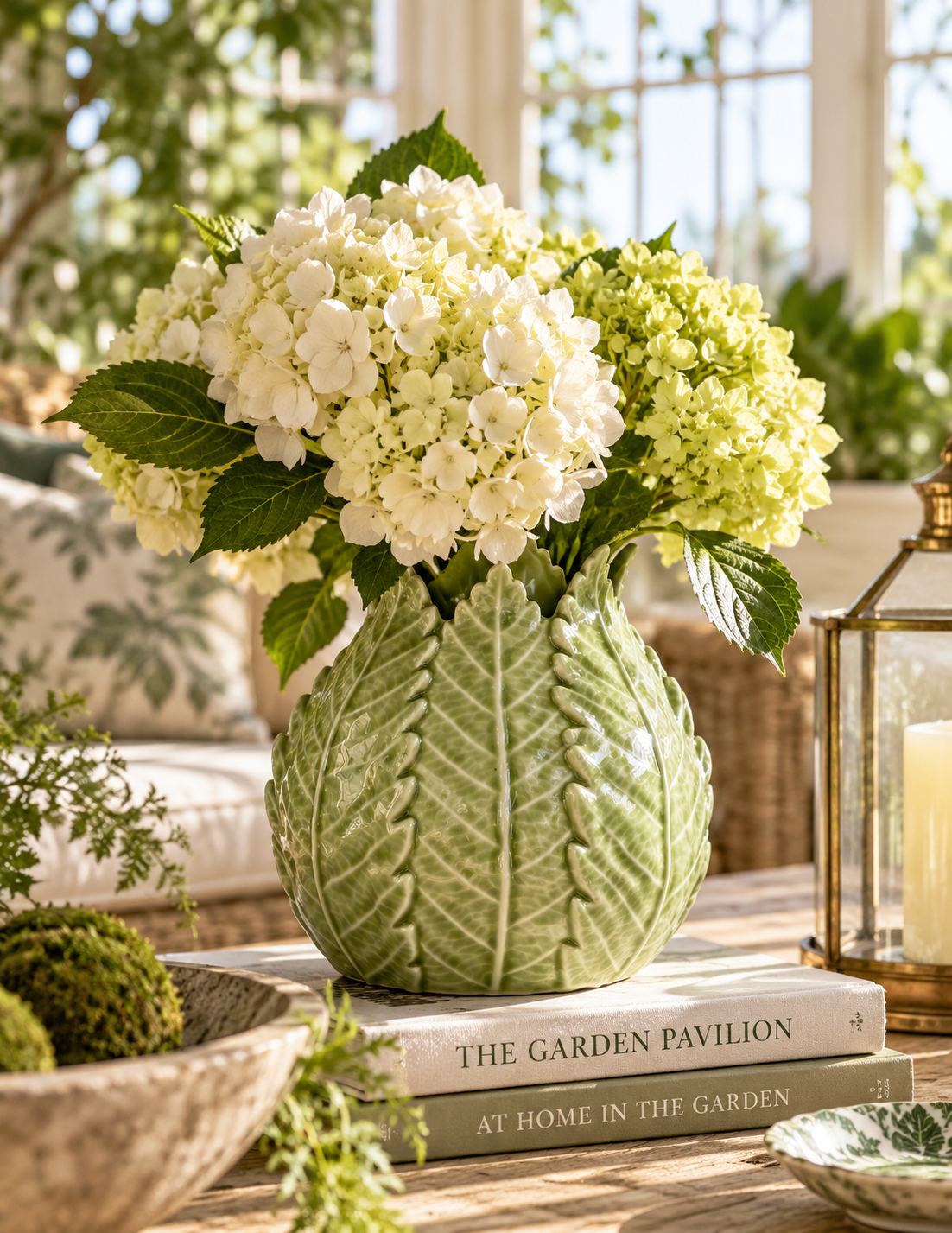 Verdant Leaf Ceramic Vase – Green Botanical Vase, 2 Sizes | Bay & Bridle