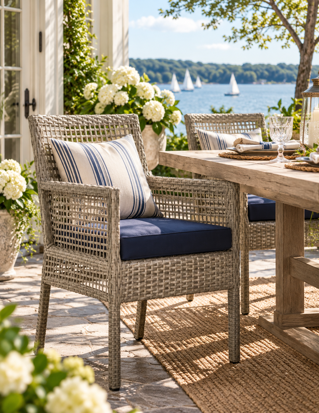 Harbor Woven Outdoor Wicker Dining Armchair | Bay & Bridle