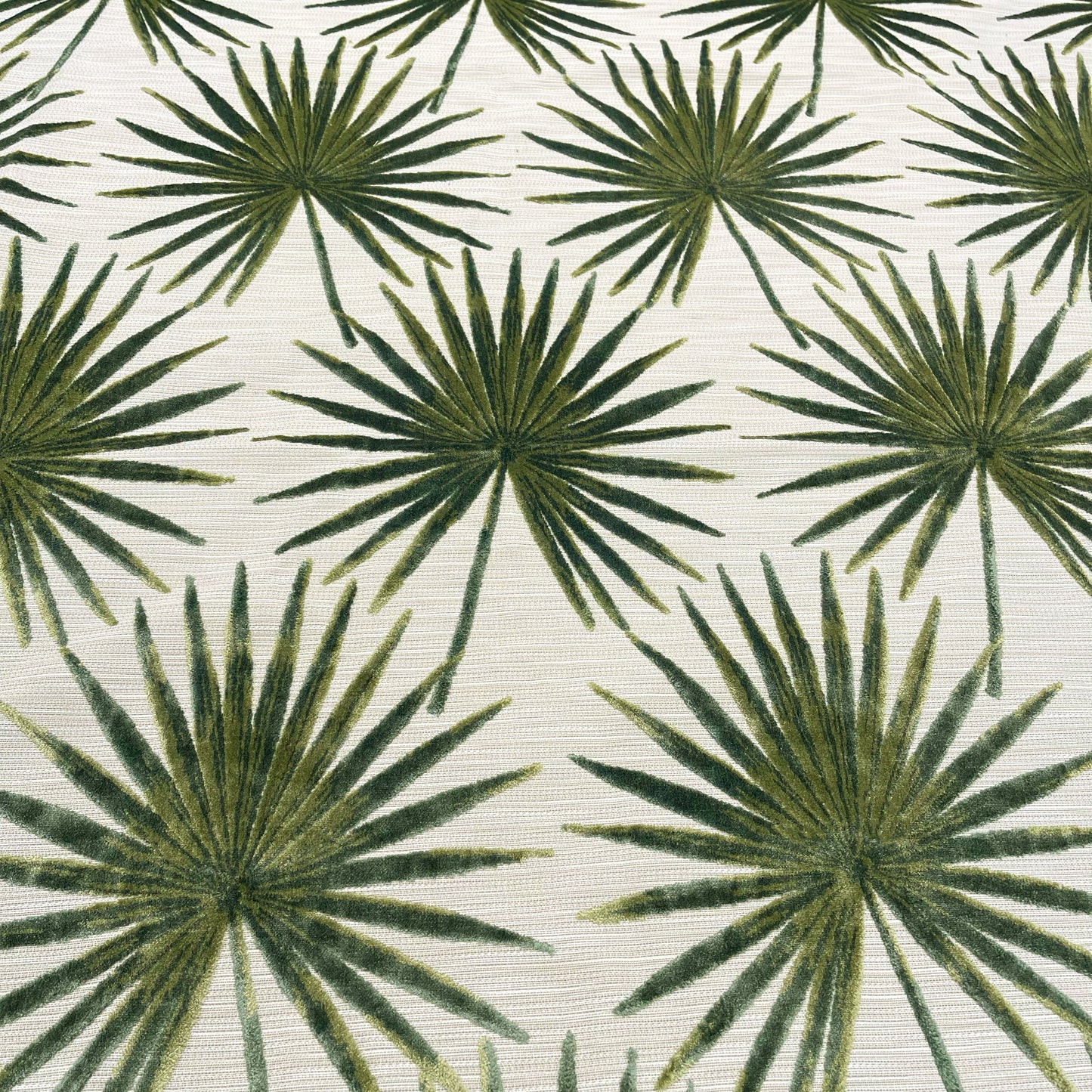 TAHITI - BOTANICAL PALM LEAVES CUT VELVET UPHOLSTERY FABRIC BY THE YARD