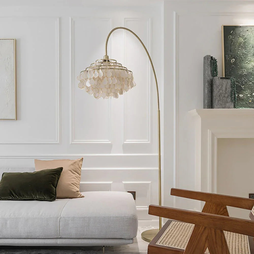 Teardrops Capiz Arc Floor Lamp