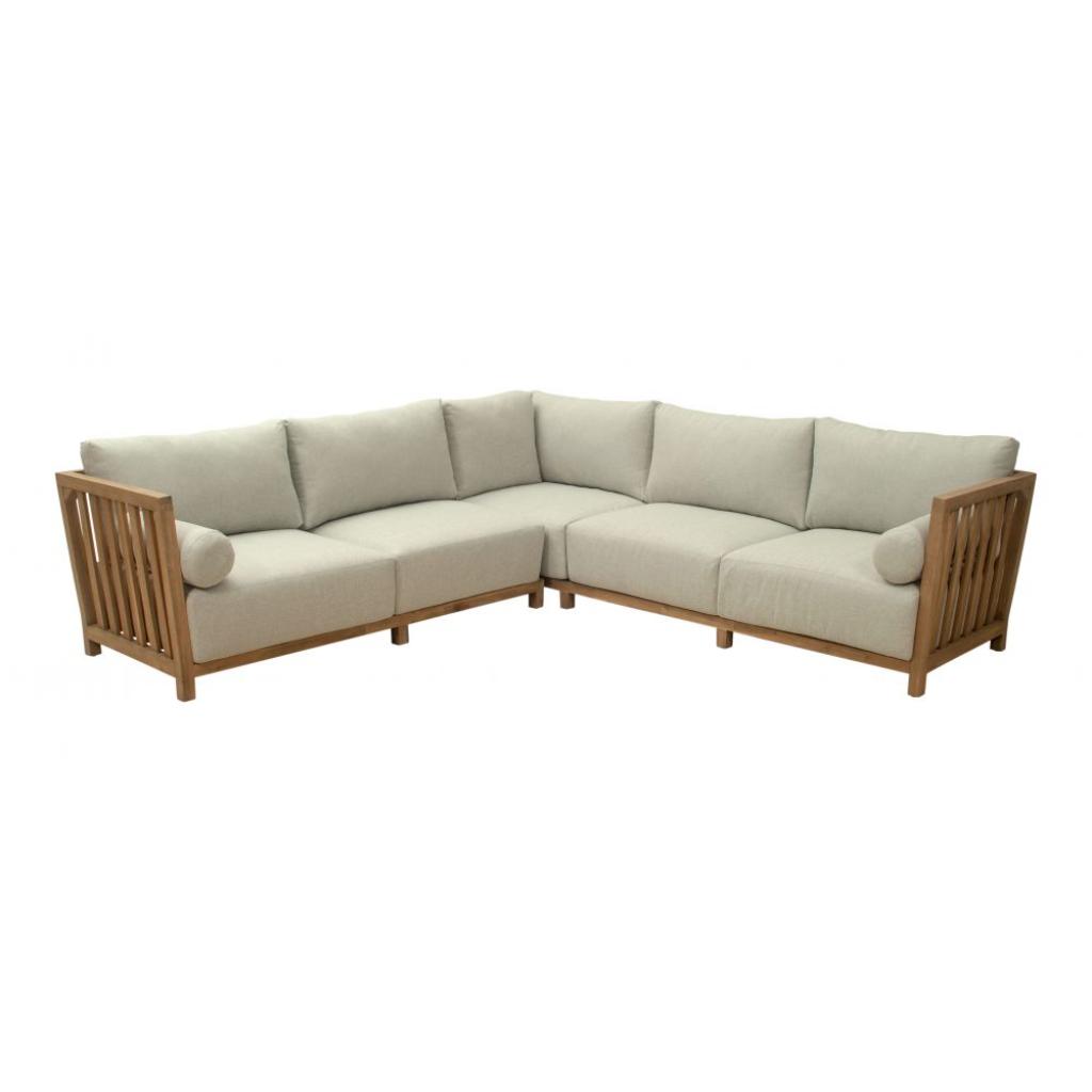 Teras Outdoor Sectional Sofa – Taupe Cushions & Acacia Wood