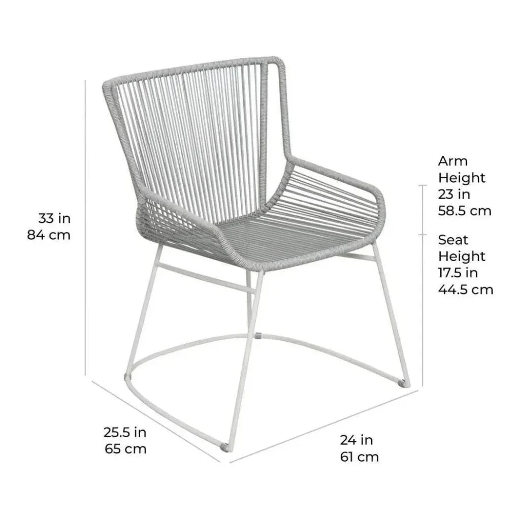 The Dane Dining Arm Chair 2PC Grey Patio Dining Chairs