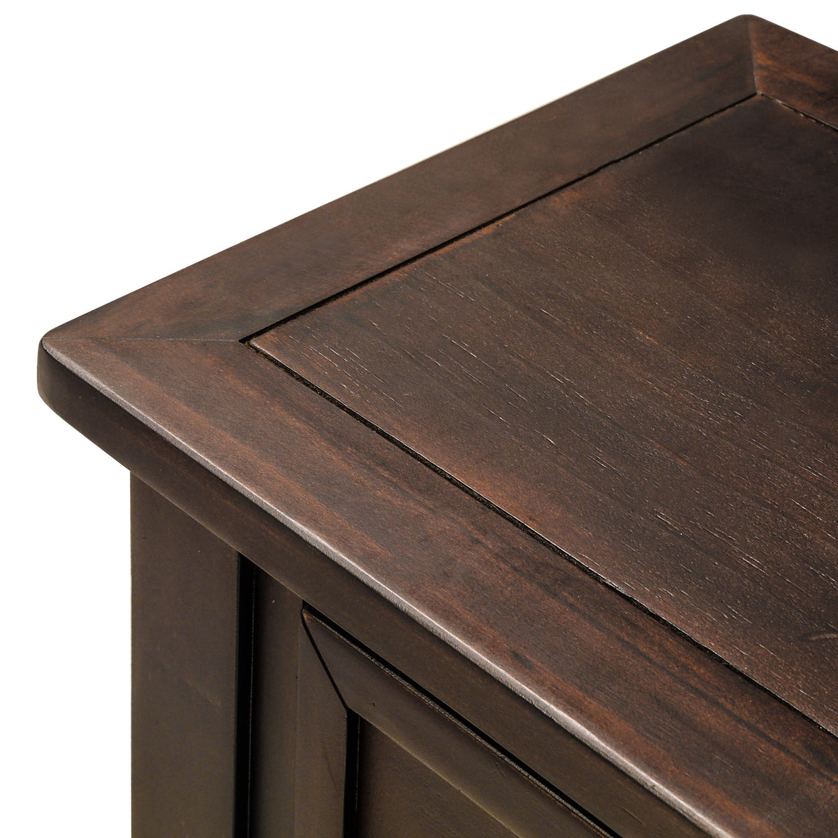 Close-up of a dark wooden surface with a visible grain pattern