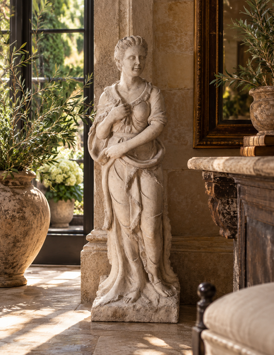 The Winter Muse Classical Roman Stone Garden Statue — 61.5" | Bay & Bridle
