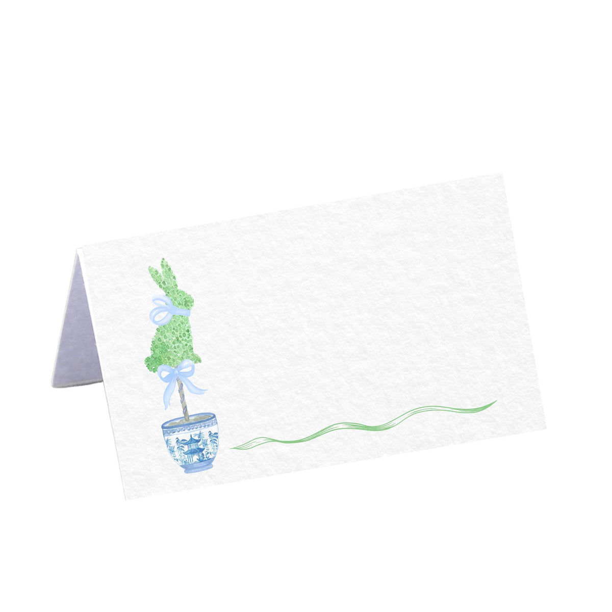 The Bunny Topiary with  Blue Bow - Place Cards