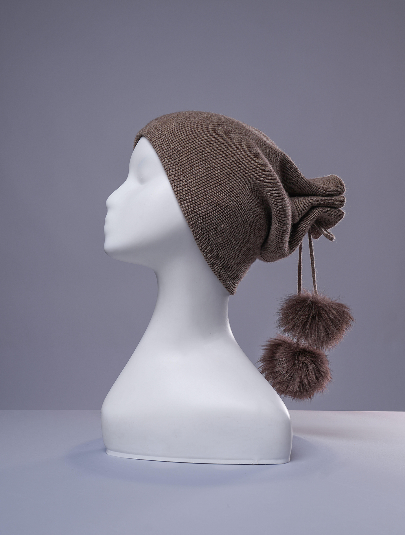 Darkhan: Neck Warmer and Hat in One - Pure Mongolian Cashmere and Fur