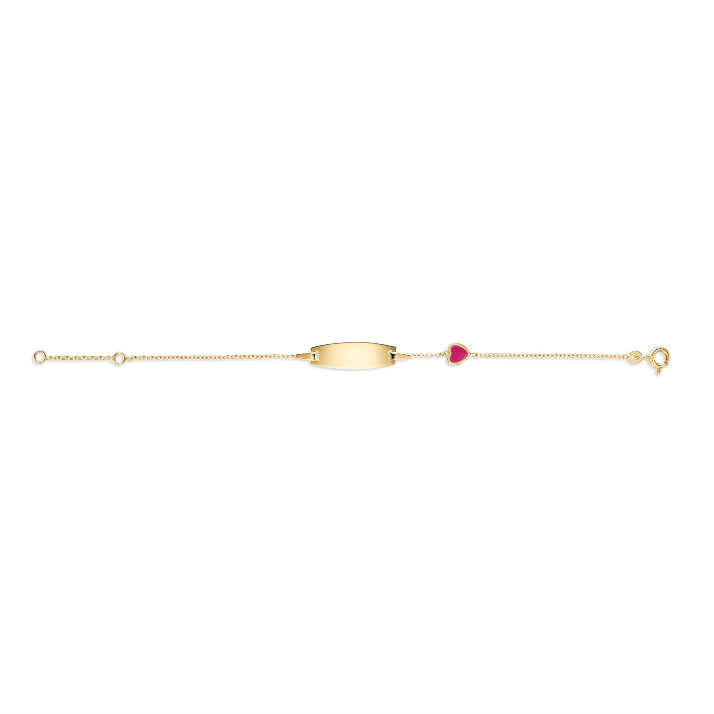 UNICORNJ 14k Yellow Gold Girls ID Bracelet Engravable with Enamel Charm for Girls Kids Toddler Baby Made in Italy 5.5"