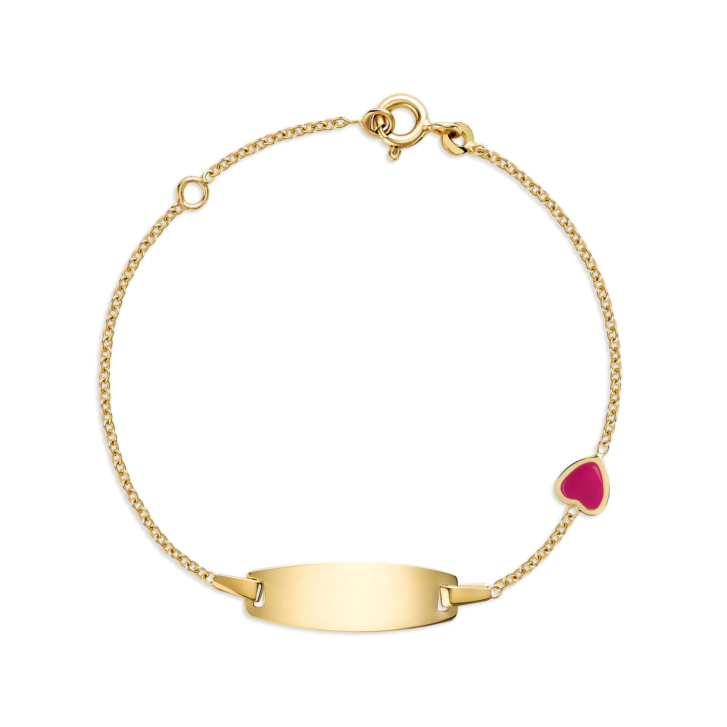 UNICORNJ 14k Yellow Gold Girls ID Bracelet Engravable with Enamel Charm for Girls Kids Toddler Baby Made in Italy 5.5"