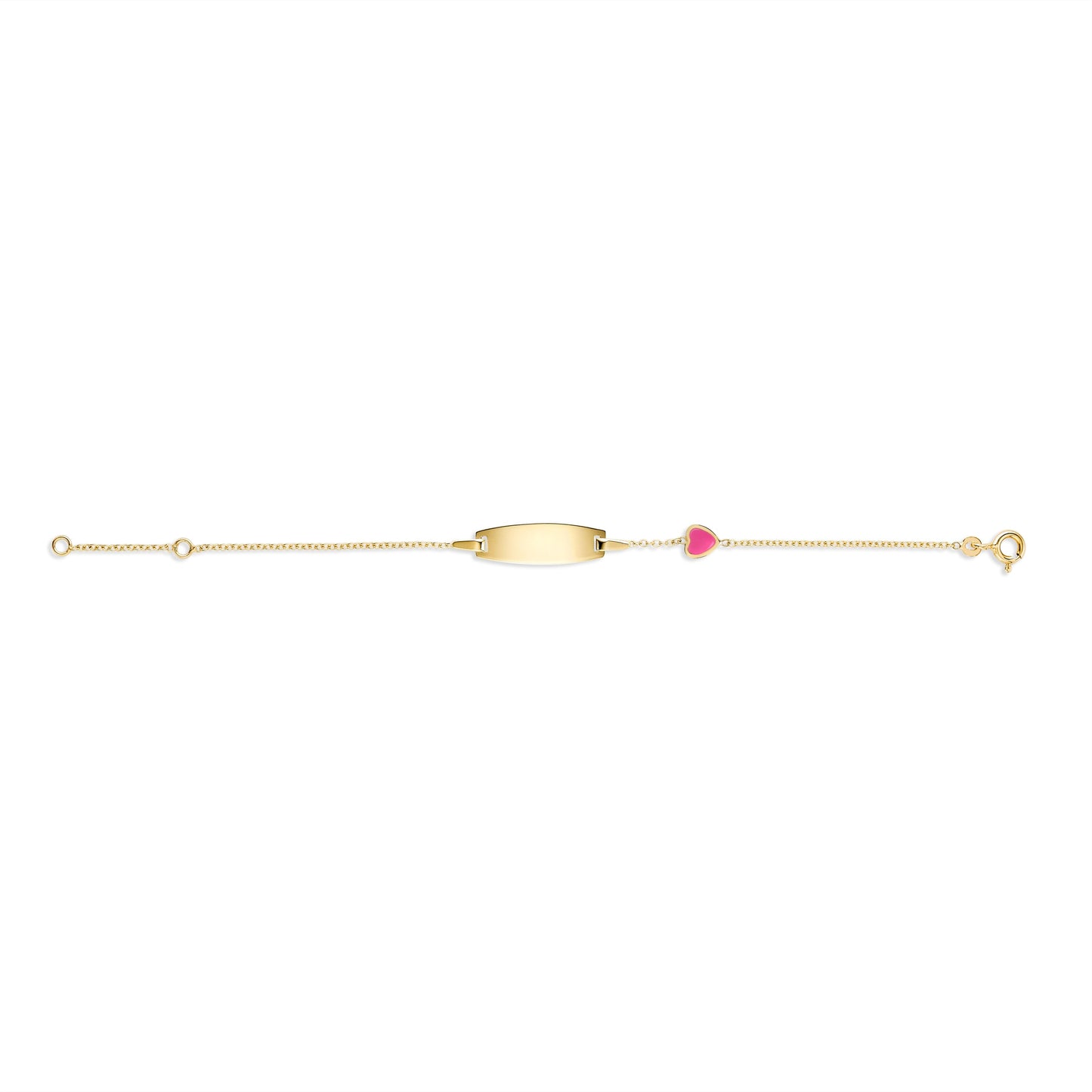 UNICORNJ 14k Yellow Gold Girls ID Bracelet Engravable with Enamel Charm for Girls Kids Toddler Baby Made in Italy 5.5"