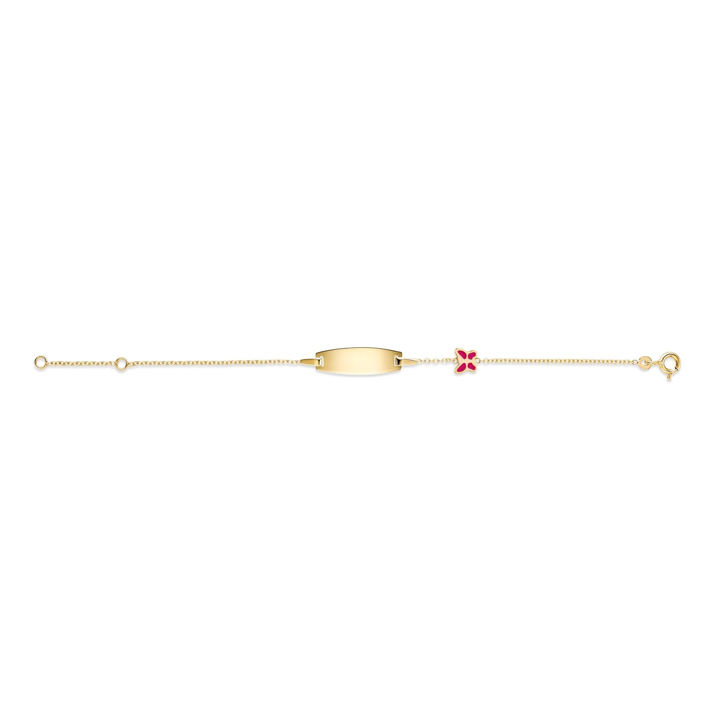 UNICORNJ 14k Yellow Gold Girls ID Bracelet Engravable with Enamel Charm for Girls Kids Toddler Baby Made in Italy 5.5"