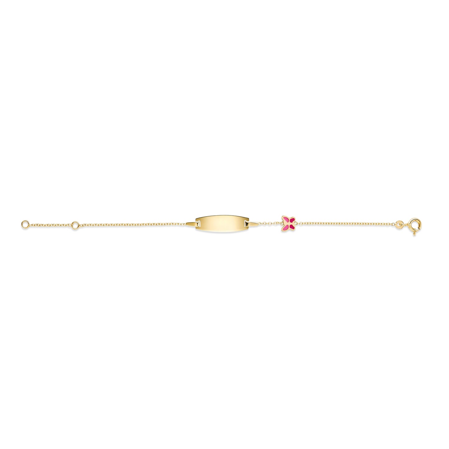 UNICORNJ 14k Yellow Gold Girls ID Bracelet Engravable with Enamel Charm for Girls Kids Toddler Baby Made in Italy 5.5"