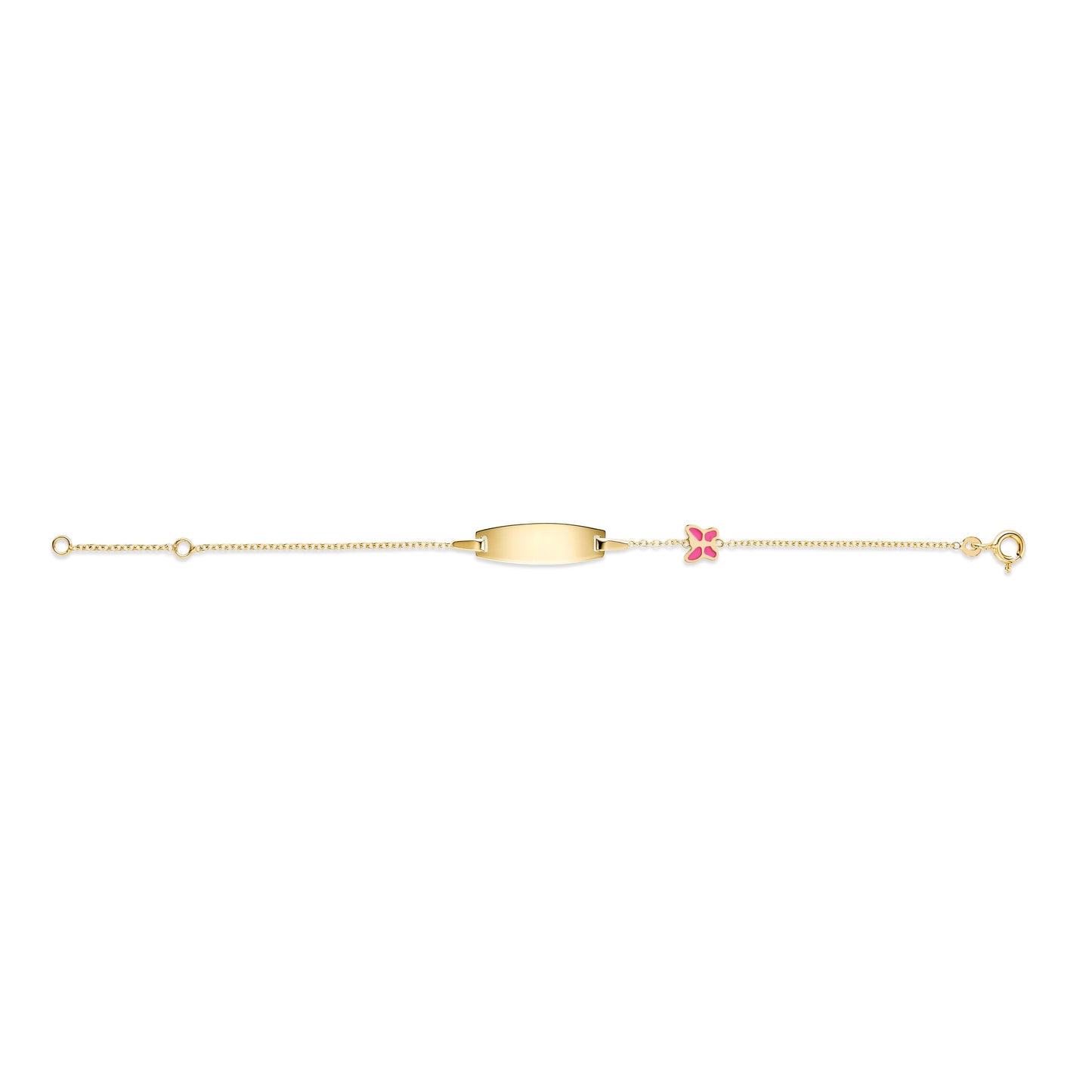 UNICORNJ 14k Yellow Gold Girls ID Bracelet Engravable with Enamel Charm for Girls Kids Toddler Baby Made in Italy 5.5"