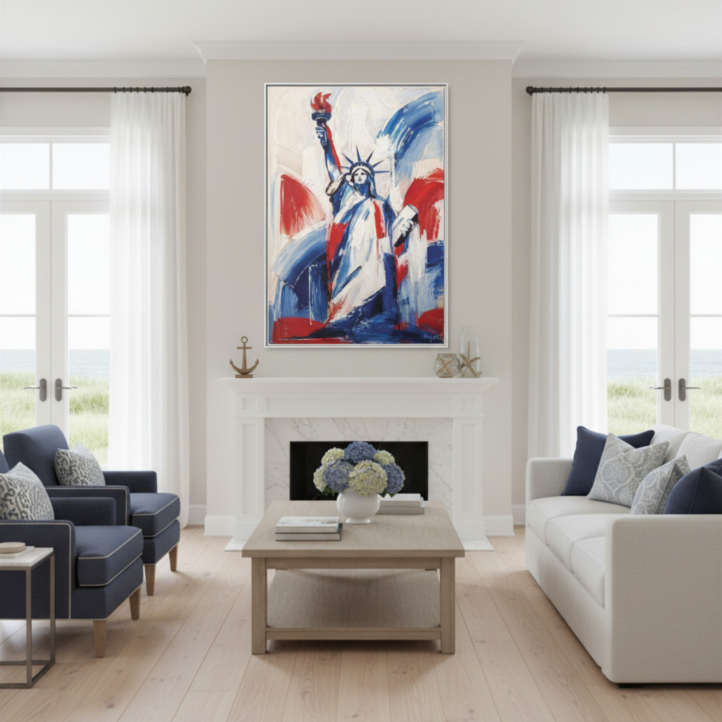 Liberty Brushstroke Statue of Liberty Original Patriotic Art Print on Canvas 40x60 | Vivian Hill, Bay & Bridle
