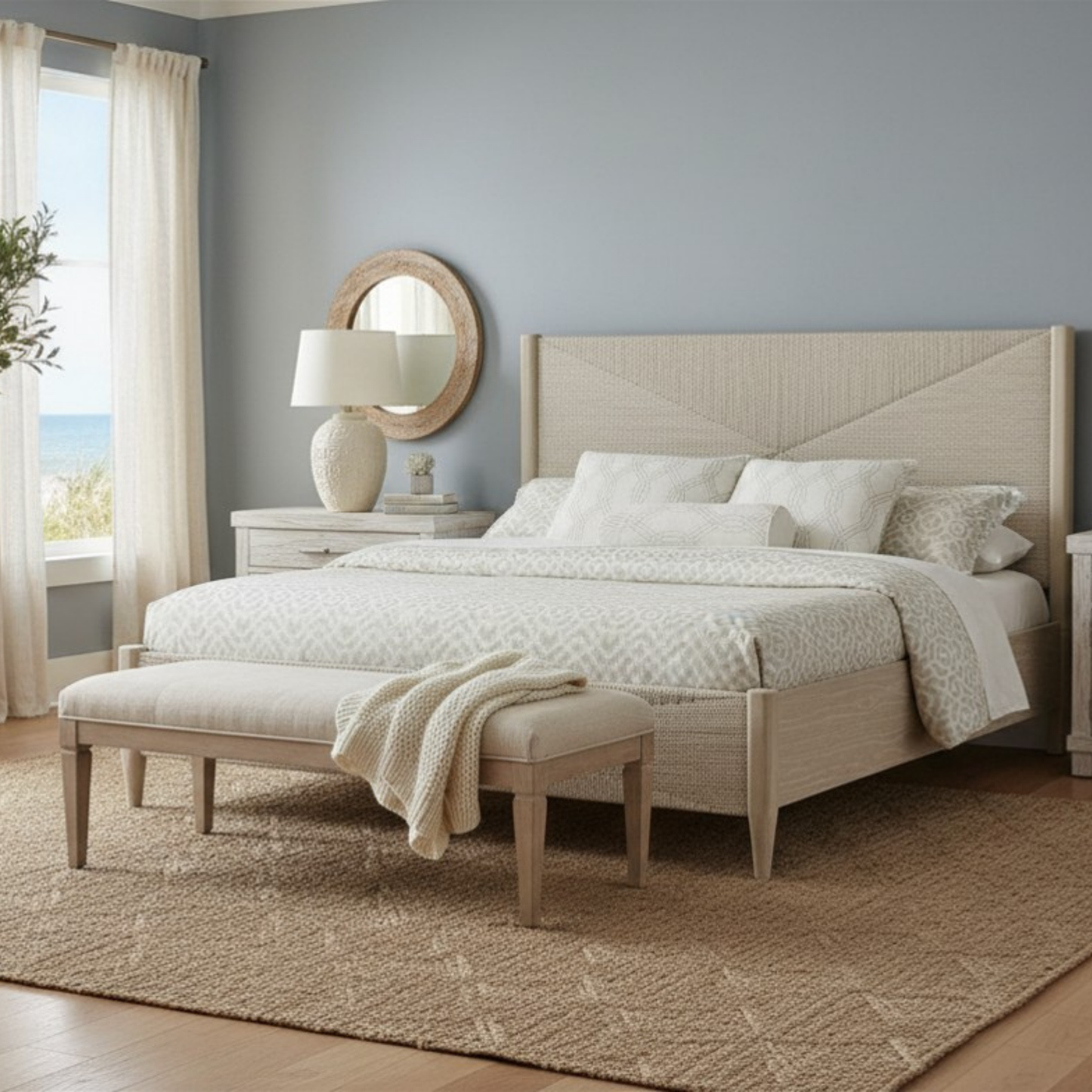 Pearl Soft Light Sand Finish Woven Complete Bed