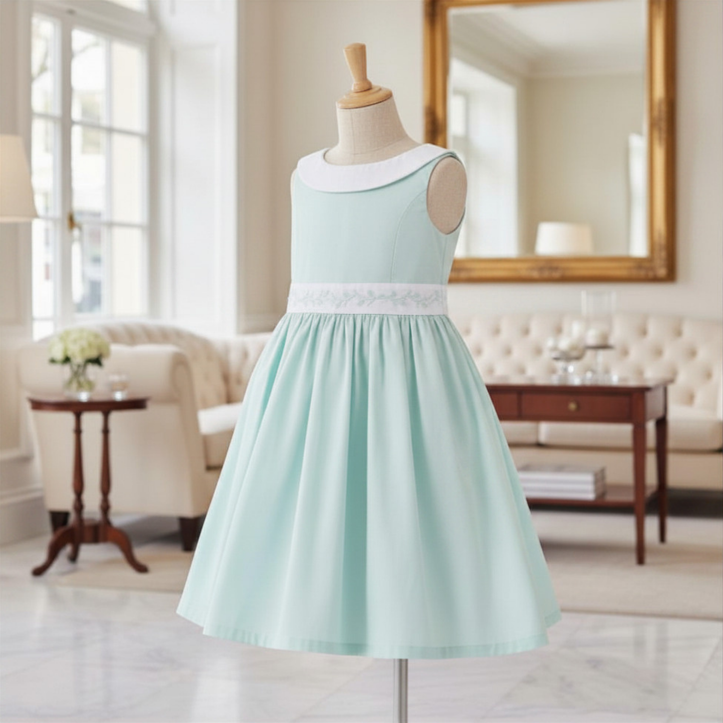 Organic Cotton Blue & White Sateen Party Dress